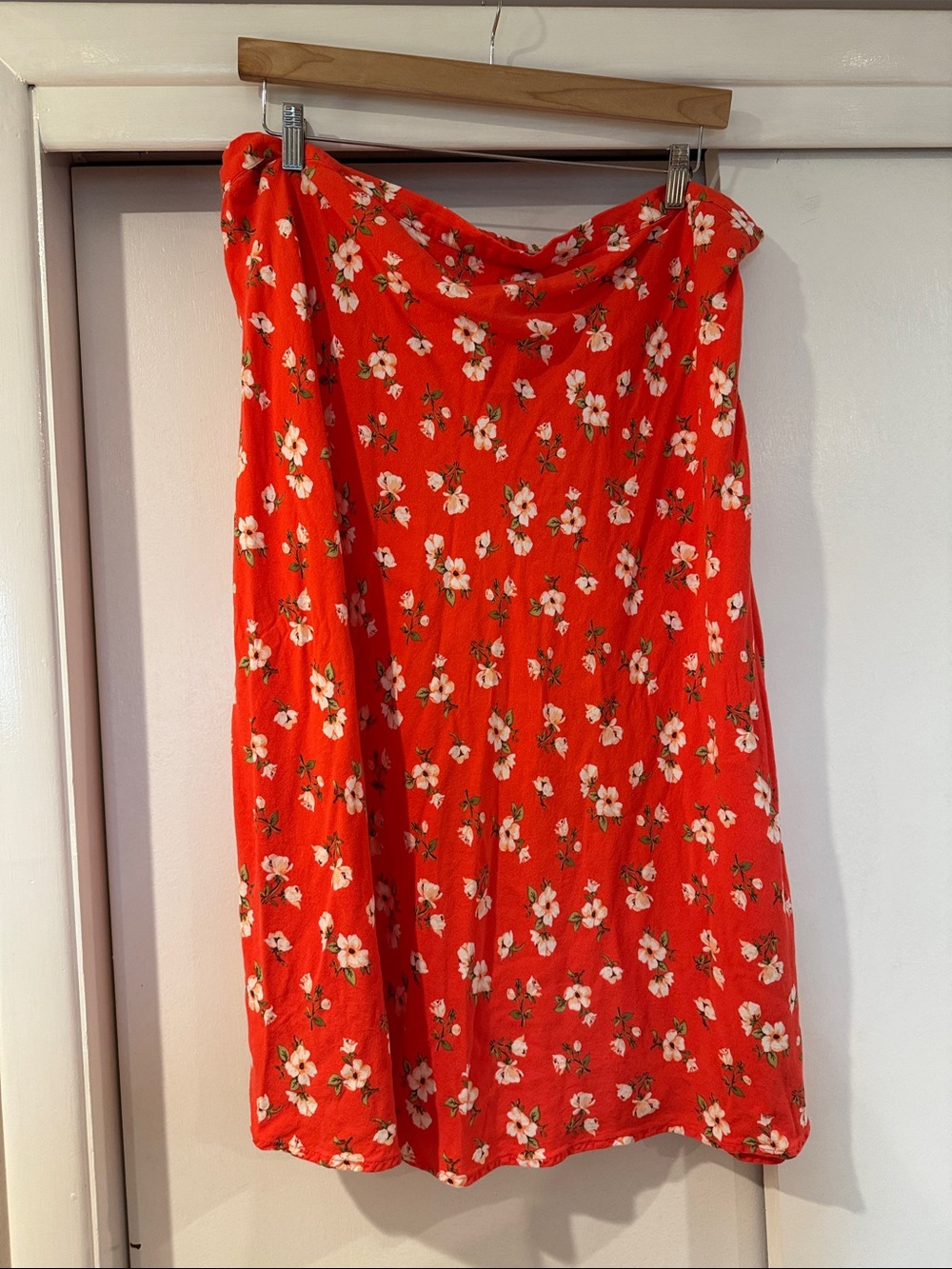Old Navy Red Floral Midi Skirt